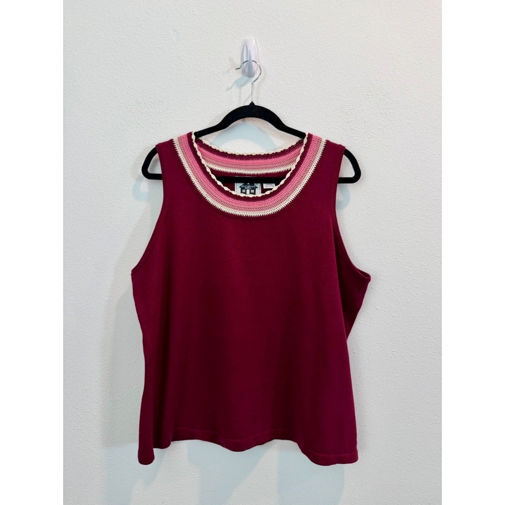 Vintage Storybook Knits Sleeveless Sweater HSN Crochet Top Womens 1X Grandmacore